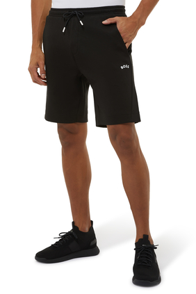 Regular-Fit Shorts in Stretch Fabric with Curved Logo